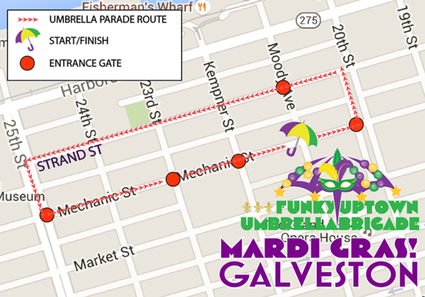 galveston mardi gras umbrella parade